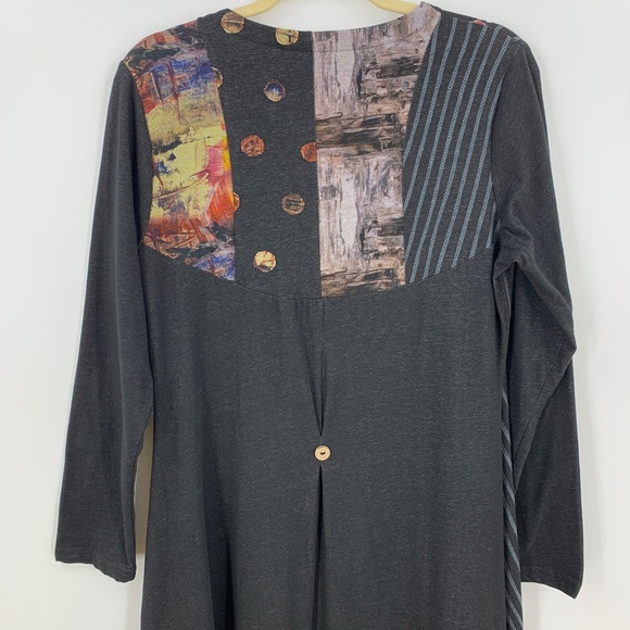 Parsley & Sage Patchwork Duster Cardigan Jacket Charcoal Sz S - Picture 6 of 12